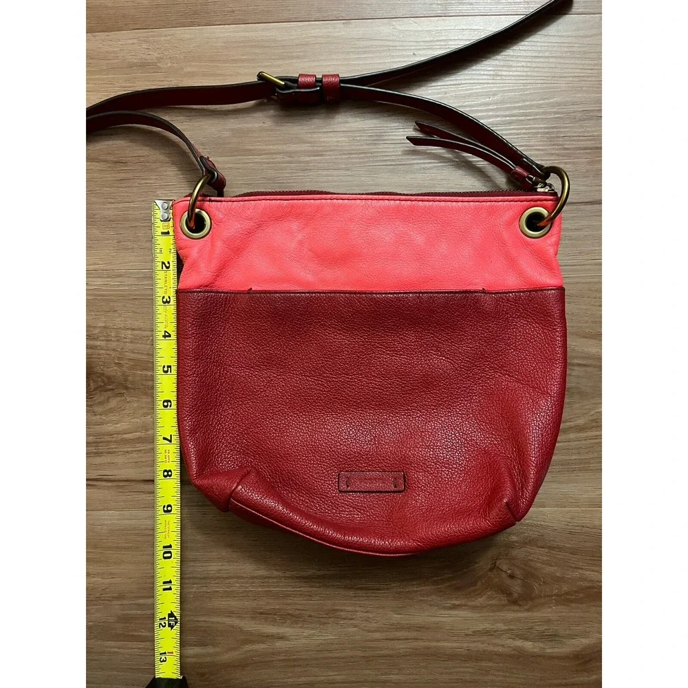 Fossil Keely Leather Crossbody Bag Vibrant Two Tone Red Pink‎ Shoulder Bag